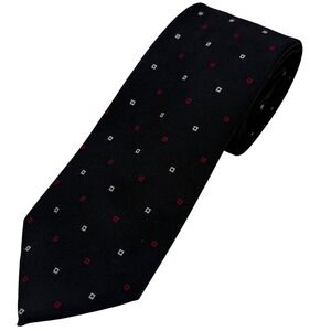 Brooks Brothers Makers Red Black White Geometric 100% Silk Mens Necktie 60" x 4"